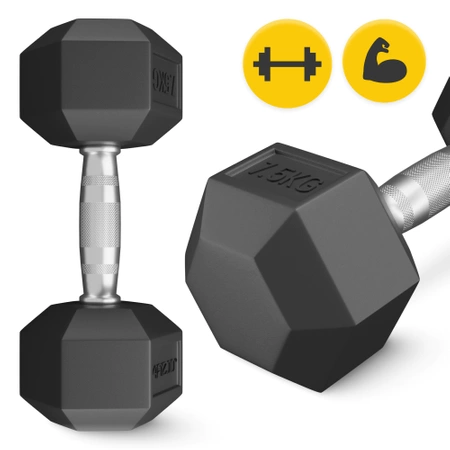 HEX acél kézi súlyzó, 1 x 7,5 kg