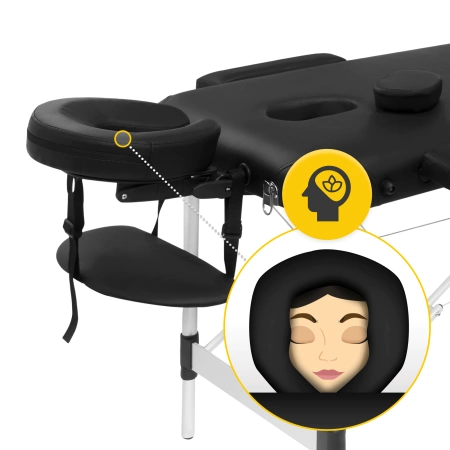 Állítható fekvőfelületű, alumínium masszázságy, 60 cm, fekete