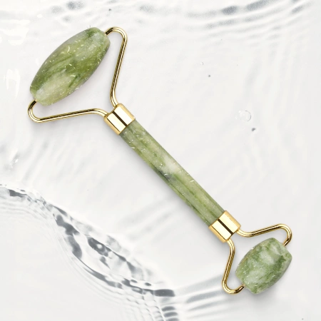 Természetes zöld jadeit arcgörgő