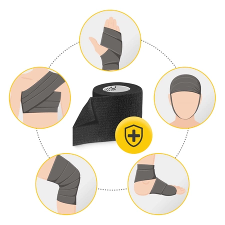 Öntapadó kötésrögzítő pólya, 4,5 m × 5 cm, fekete