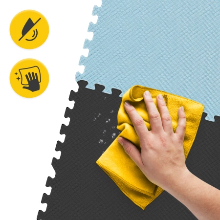 Gyerek oktató puzzle szőnyeg, 180 x 180 cm, türkizkék