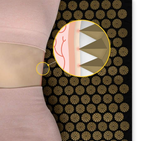 Akupresszúrás szőnyeg párnával, fekete