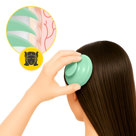 Fejbőrmasszírozó kefe, zöld