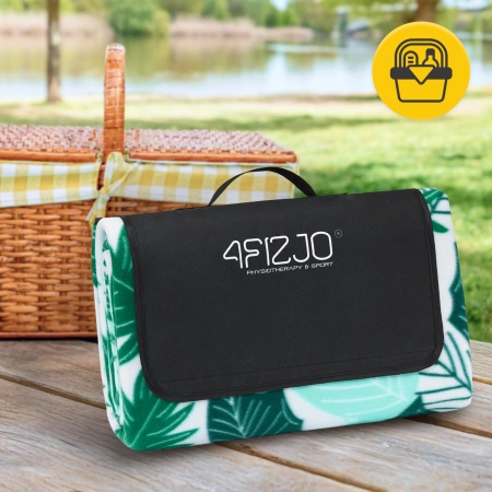 Szigeteléssel rendelkező piknik- és strandtakaró, 200 x 200 cm, levél mintás