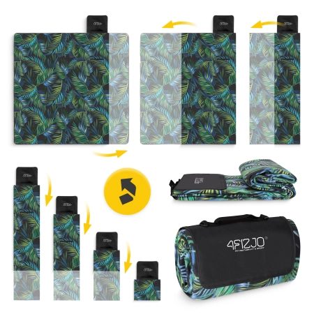 Szigeteléssel rendelkező piknik- és strandtakaró, 200 x 200 cm, pálmafa mintás