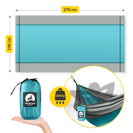 Mountain Goat egy személyes utazási függőágy, szürke és türkiz