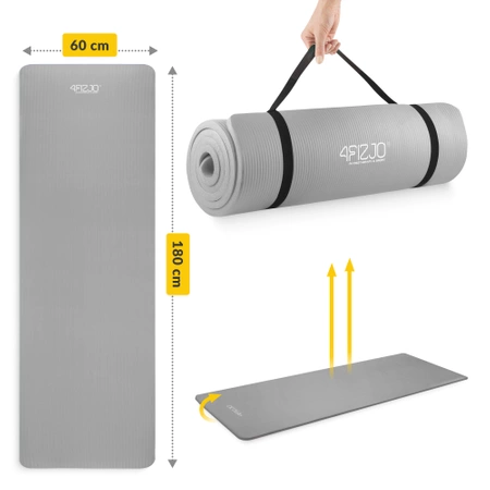 NBR torna- és jógaszőnyeg, 180 × 60 × 1 cm, szürke