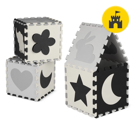 Oktató puzzle szőnyeg gyerekeknek, 150 x 150 cm, szürke