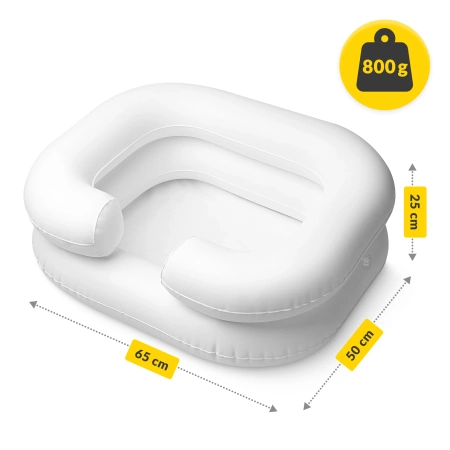 Felfújható medence a fej mosásához az ágyban