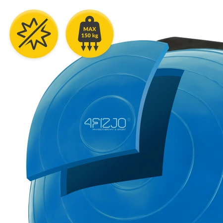 Gumiszalaggal ellátott egyensúlyozó félgömb, kék