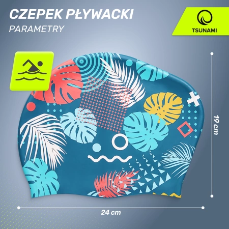 TSUNAMI női úszósapka, leveles minta
