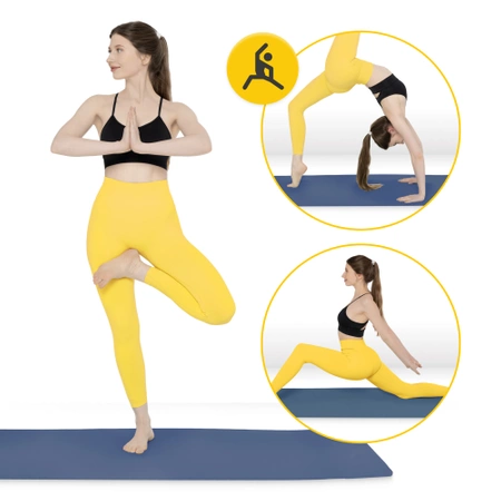 TPE csúszásgátló jóga- és edzőszőnyeg, 1 cm, sötétkék