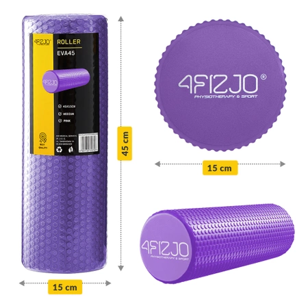 CARE+ bordázott masszázshenger, 45 cm, lila