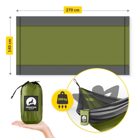 Mountain Goat egy személyes utazási függőágy, szürkés-zöld