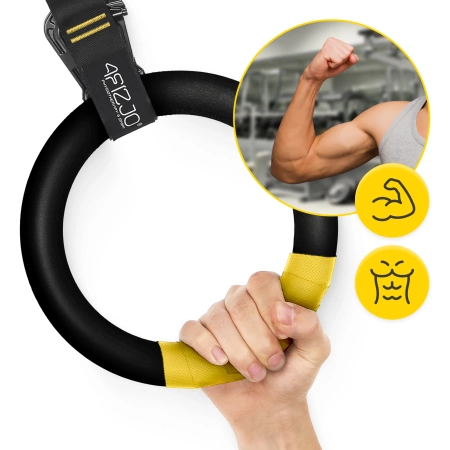 Gymnastic gyűrűk húzódzkodáshoz ABS-ből, fekete és sárga színben