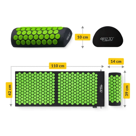 Párnával ellátott klasszikus nagy akupresszúrás szőnyeg, XL, zöld