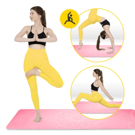 Velúr jógaszőnyeg, 1,5 mm, rózsaszín