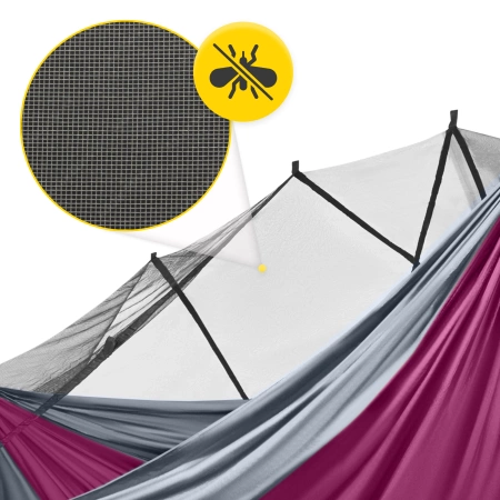 Mountain Goat kétfős utazási függőágy szúnyoghálóval, szürke és rózsaszín