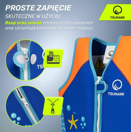 TSUNAMI úszómellény 3-6 éves gyerekeknek, kék