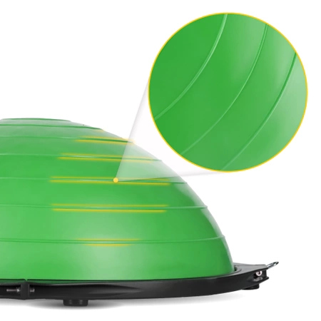 Gumiszalaggal ellátott egyensúlyozó félgömb, zöld