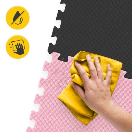 Gyerek oktató puzzle szőnyeg, 180 x 180 cm, rózsaszín