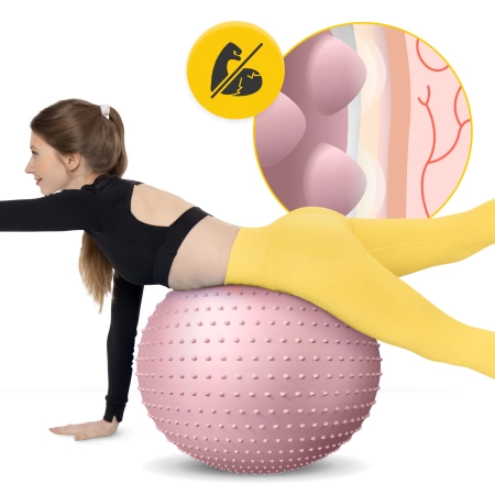 Felfújható, tüskés masszázslabda, 65 cm, rózsaszín