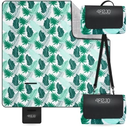 Szigeteléssel rendelkező piknik- és strandtakaró, 200 x 200 cm, levél mintás