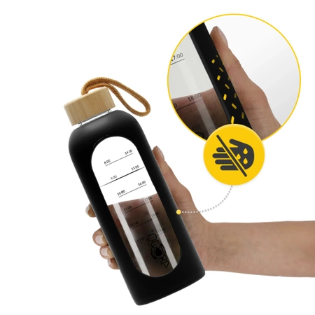 Üvegkulacs, 750 ml, fekete