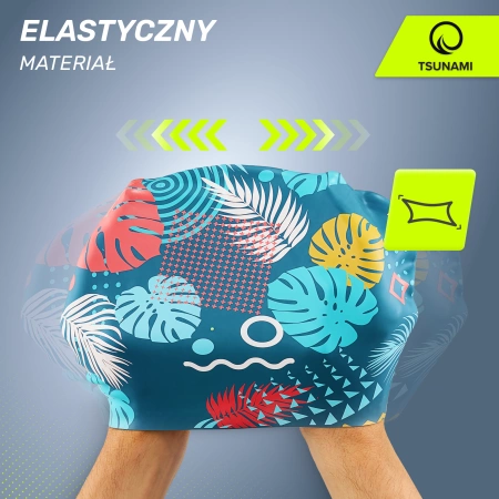 TSUNAMI női úszósapka, leveles minta