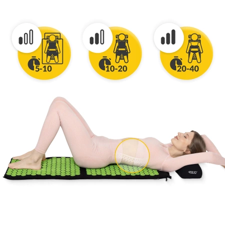 Nagy akupresszúrás szőnyeg párnával, XL, zöld