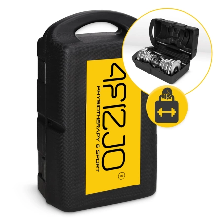 Bőröndöt tartalmazó acél kézisúlyzó készlet, 20 kg