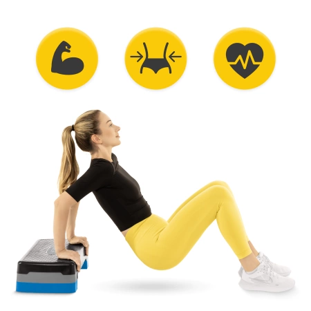 Standard 2 fokozatú, aerobik step lépcső, kék