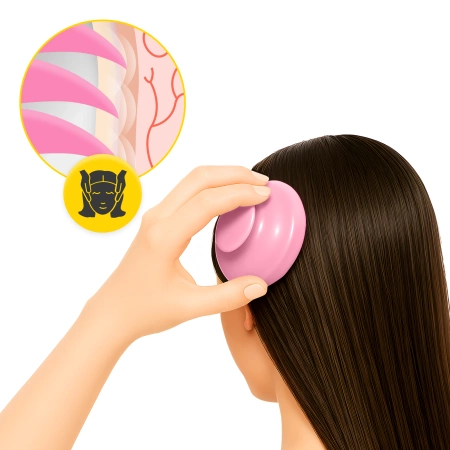 Fejbőrmasszírozó kefe, rózsaszín