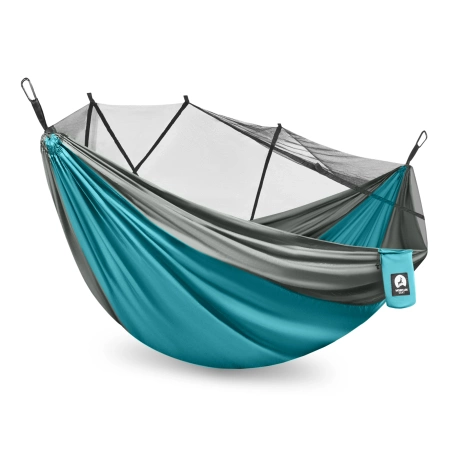 Mountain Goat egyágyas utazó függőágy szúnyoghálóval, szürke és türkiz