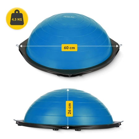 Gumiszalaggal ellátott egyensúlyozó félgömb, kék