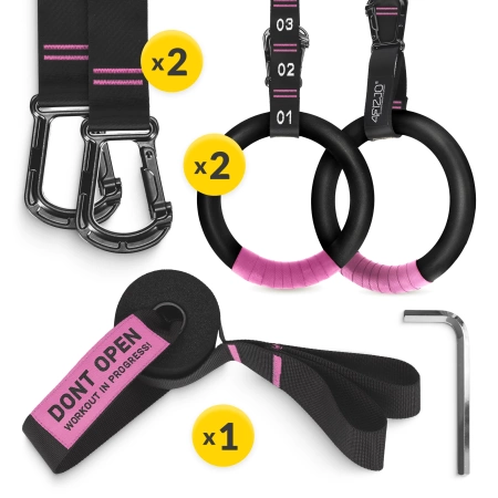 ABS húzódzkodó torna gyűrűk, fekete és rózsaszín