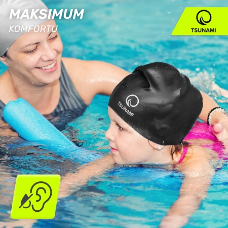 TSUNAMI gyermek úszósapka, fekete
