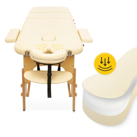 Állítható fekvőfelületű, alumínium masszázságy, 60 cm, bézs