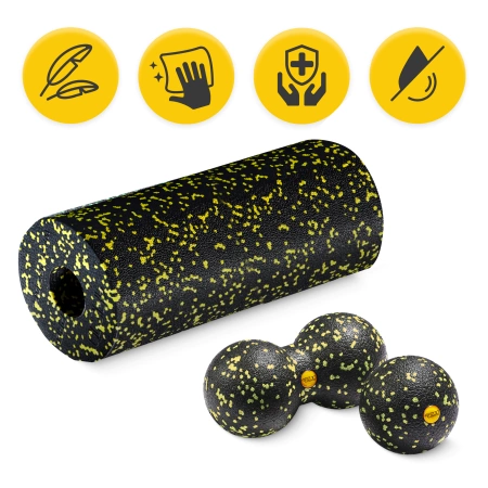 EPP masszázshenger és golyó készlet, 3 db, sárga