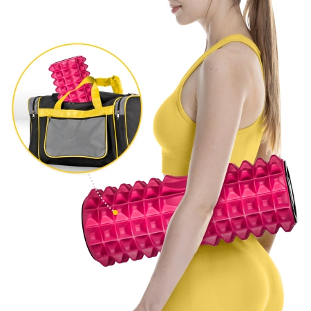 EVA habtüskés masszázshenger, 33 cm, rózsaszín