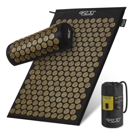 Akupresszúrás szőnyeg párnával, fekete