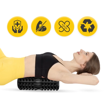 EVA habtüskés masszázshenger, 33 cm, fekete