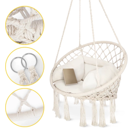 Párnás BOHO kerti hinta, bézs