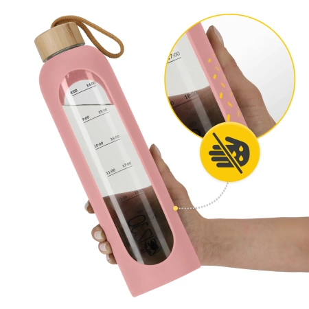 Üvegkulacs, 1 L, rózsaszín