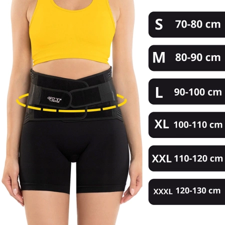 Ortopéd derékrögzítő, XXXL, fekete