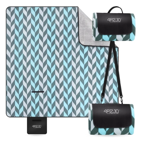 Szigeteléssel rendelkező piknik- és strandtakaró, 200 x 200 cm, halszálka mintás