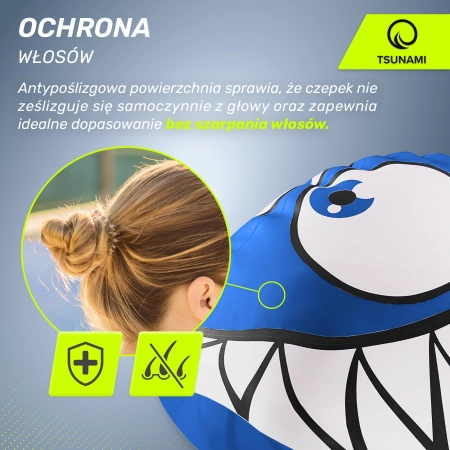 TSUNAMI gyermek úszósapka, cápa mintás, kék