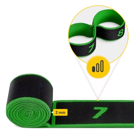 Fitnesz gumiszalag, 90 cm, zöld