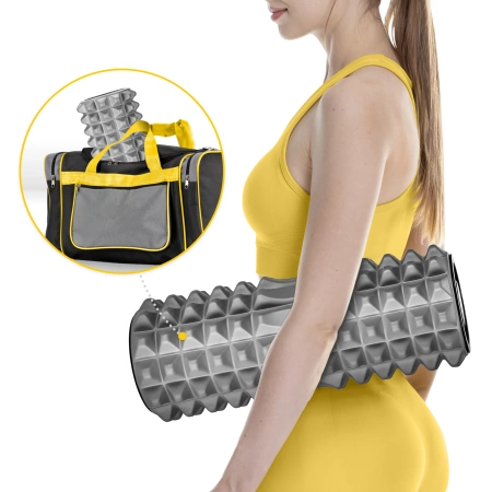 EVA habtüskés masszázshenger, 33 cm, szürke