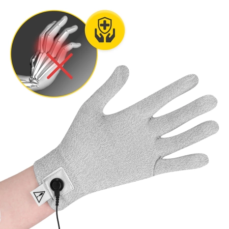Kéz elektrostimulációjához való vezetőkesztyű